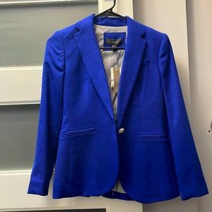 JCrew Medium Blue Wool Blazer with Grey/White Striped Interior